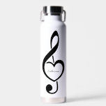 Treble Clef Heart Music Note Persoonlijk Waterfles<br><div class="desc">Dit muziekontwerp is de perfecte keuze voor een zanger, muzikant, band of iedereen die van muziek houdt.</div>
