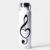Treble Clef Heart Music Note Persoonlijk Waterfles (Voorkant)