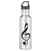 Treble Clef Heart Music Note Persoonlijk Waterfles (Voorkant)