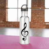 Treble Clef Heart Music Note Persoonlijk Waterfles