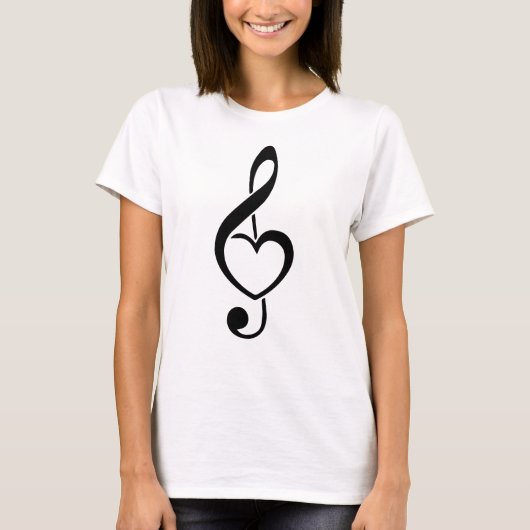 Treble Clef Heart Music Note T-shirt (Voorkant)