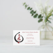 Treble Clef in Open Teardrop Music Teacher Visitekaartje (Staand voorkant)