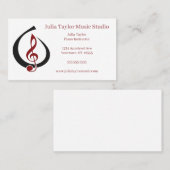 Treble Clef in Open Teardrop Music Teacher Visitekaartje (Voorkant / Achterkant)