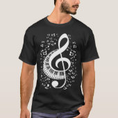 Treble Clef Keyboard Classical Music Notes Pianist T-shirt (Voorkant)