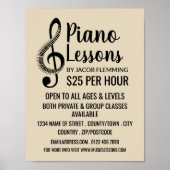 Treble Clef, Keyboard, Piano Lessons Adverteren Poster (Voorkant)