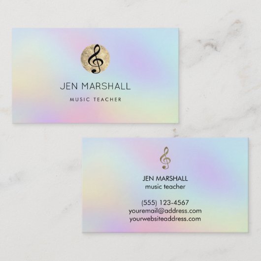 Treble Clef logo Pastel Kleuren Achtergrond Visitekaartje (Voorkant / Achterkant)