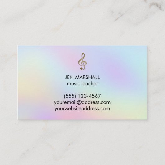 Treble Clef logo Pastel Kleuren Achtergrond Visitekaartje (Achterkant)