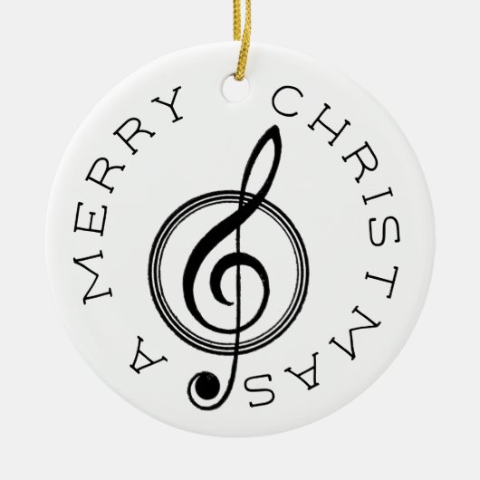 Treble Clef Merry kerstversiering Keramisch Ornament (Voorkant)