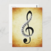 Treble Clef met Piano Keys Briefkaart (Voorkant / Achterkant)