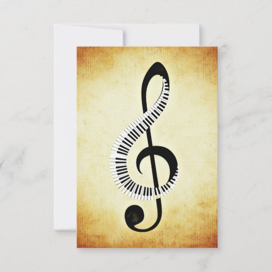 Treble Clef met Piano Keys Kaart (Voorkant)
