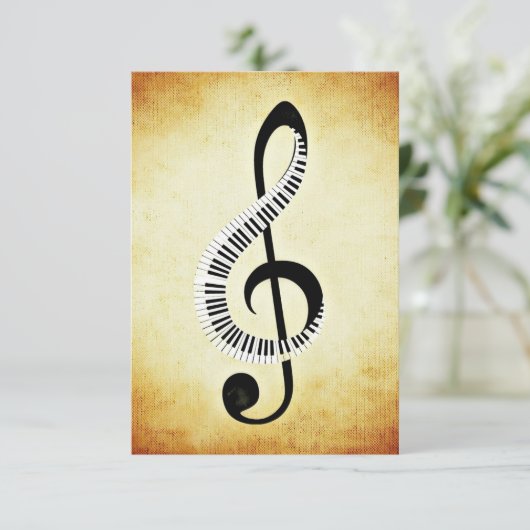 Treble Clef met Piano Keys Kaart (Staand voorkant)