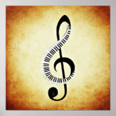 Treble Clef met Piano Keys Poster (Voorkant)