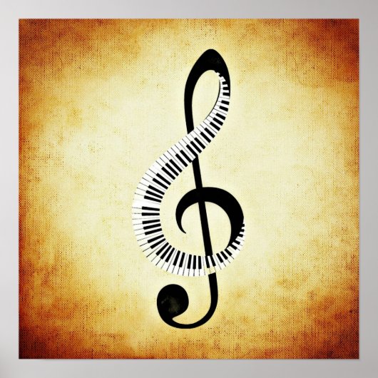 Treble Clef met Piano Keys Poster (Voorkant)