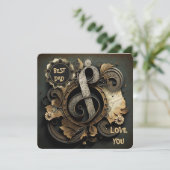  Treble Clef Metal Art Feestdagenkaart (Staand voorkant)