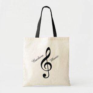 Treble Clef Music canvas tas met aangepaste naam