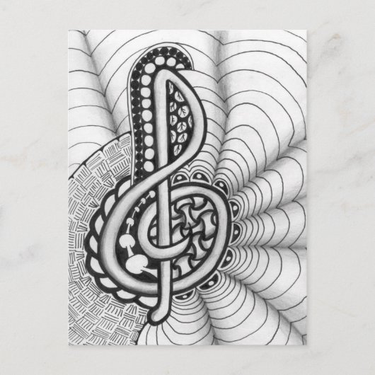 Treble Clef Music Doodle Briefkaart (Voorkant)