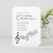 Treble Clef Music Lovers Wedding Invitation Kaart (Staand voorkant)