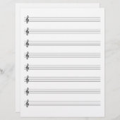 Treble Clef Music Manuscript Paper Staffs Blank Briefhoofd (Voorkant / Achterkant)