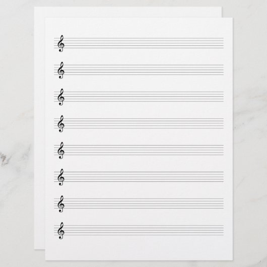 Treble Clef Music Manuscript Paper Staffs Blank Briefhoofd (Voorkant / Achterkant)