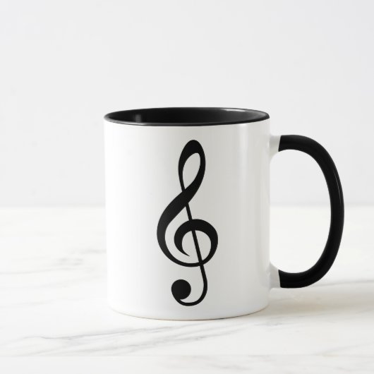 Treble Clef Music Note Black en White Mok (Rechts)