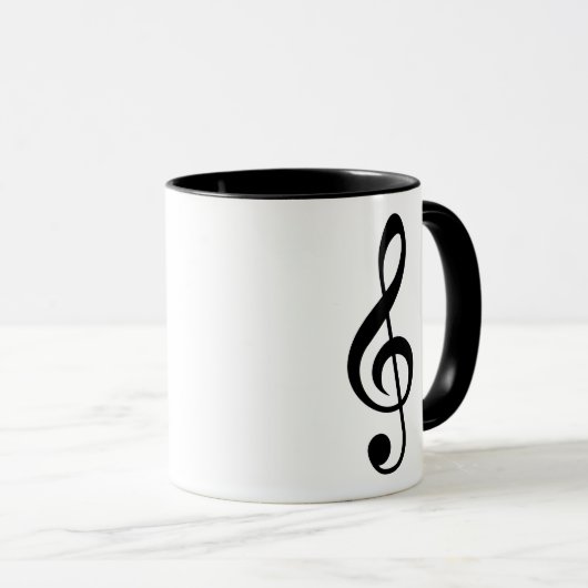 Treble Clef Music Note Black en White Mok (Voorkant rechts)