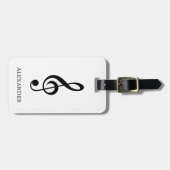 Treble Clef Music Note Black en White Name Bagagelabel (Voorkant horizontaal)