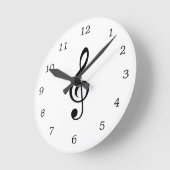 Treble Clef Music Note Black en White Ronde Klok (Hoek)