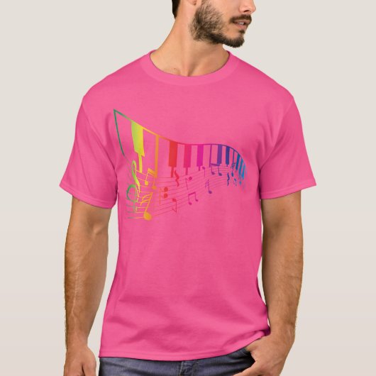 Treble Clef Music Notes Gift Colorful Piano T-shirt (Voorkant)
