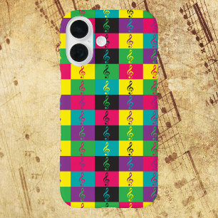 Treble Clef Music Pattern Bright iPhone 16 Hoesje