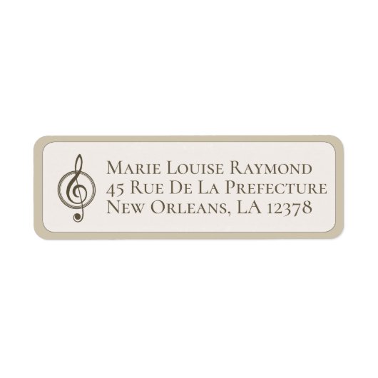 Treble Clef Music Return Address Label (Voorkant)