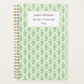 Treble Clef Music thema patroon Elegant groen Planner (Voorkant)