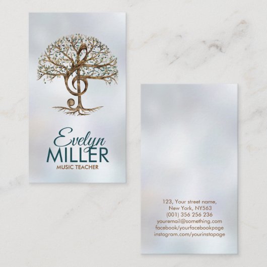 Treble Clef Music Tree Visitekaartje (Voorkant / Achterkant)