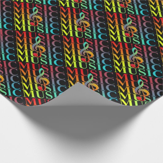 Treble Clef Music Typografie Colorful Graphic Cadeaupapier (Hoek)
