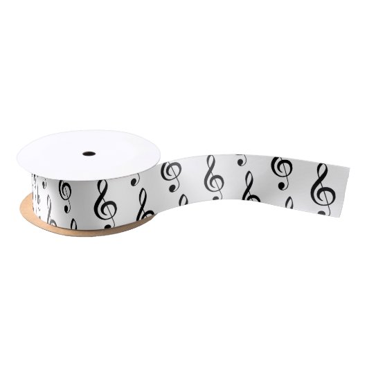 Treble Clef Musical 1,5-inch Satin Ribbon Satijnen Lint (Spoel)