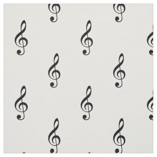 Treble Clef Musical Black en White Stof (Swatch)
