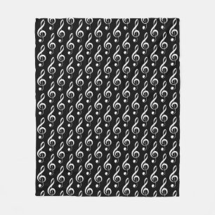 Treble Clef Musical Fleece Deken (zwart)