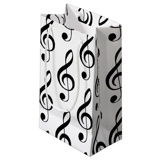 Treble Clef Musical Gift Bag Klein Cadeauzakje (Voorkant Gekanteld)