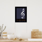 treble clef musical note, sing, muziek geïnspireer poster (Keuken)