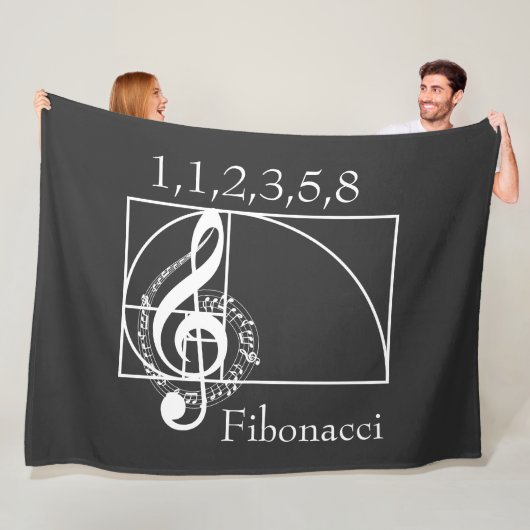 Treble Clef Musical Notes and Fibonacci Spiral Fleece Deken (In situ)