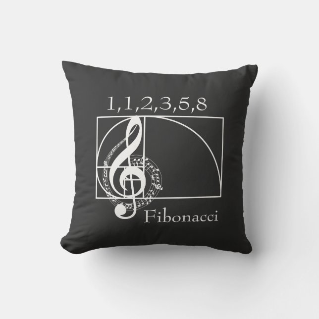 Treble Clef Musical Notes and Fibonacci Spiral Kussen (Voorkant)