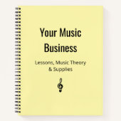 Treble Clef Musician Bleke Yellow Music Business Notitieboek (Voorkant)