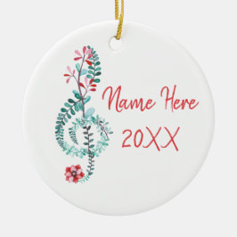 Treble Clef Musician Gift Music Floral Custom Keramisch Ornament