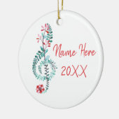Treble Clef Musician Gift Music Floral Custom Keramisch Ornament (Links)