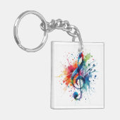 Treble Clef Muziek Digitale Kunst Sleutelhanger (Voorkant Links)