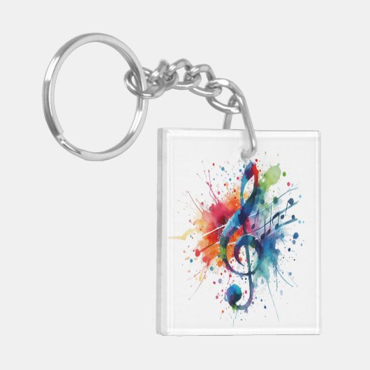 Treble Clef Muziek Digitale Kunst Sleutelhanger (Voorkant Links)