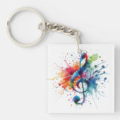 Treble Clef Muziek Digitale Kunst Sleutelhanger (Voorkant)
