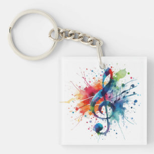 Treble Clef Muziek Digitale Kunst Sleutelhanger