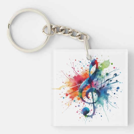 Treble Clef Muziek Digitale Kunst Sleutelhanger (Voorkant)
