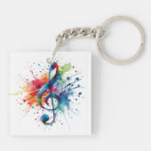 Treble Clef Muziek Digitale Kunst Sleutelhanger (Achterkant)