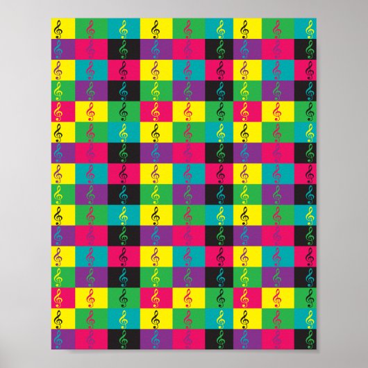 Treble Clef Muziek Kleurrijk Poster (Voorkant)